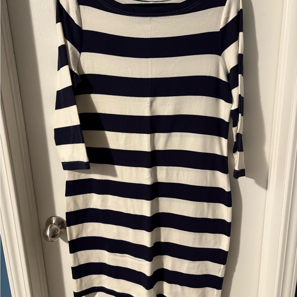 GAP 3/4 length Sleeve Striped Dress in Navy and Cream